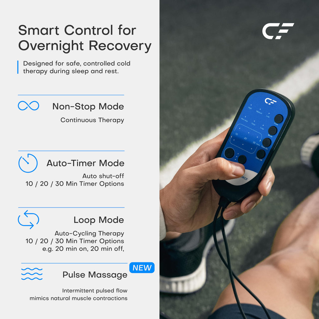CF-1 Cold Therapy Machine for Knee Surgery Recovery, Quiet Ice Therapy System for Home Bedside Overnight Use with Programmable T