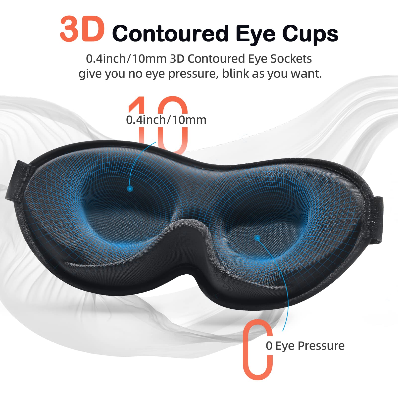 INNELO Contoured Sleep Mask for Side Sleepers - 100% Light Blocking, Soft and No Pressure on Eyes - Blindfold for Travel, Nap, Y