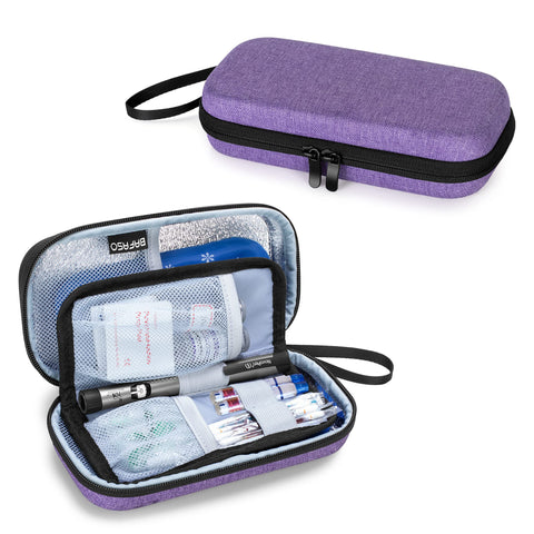 BAFASO Hard Insulin Cooler Travel Case with 2 Ice Packs, Insulin Travel Case for Insulin Pens and Diabetic Supplies, Purple