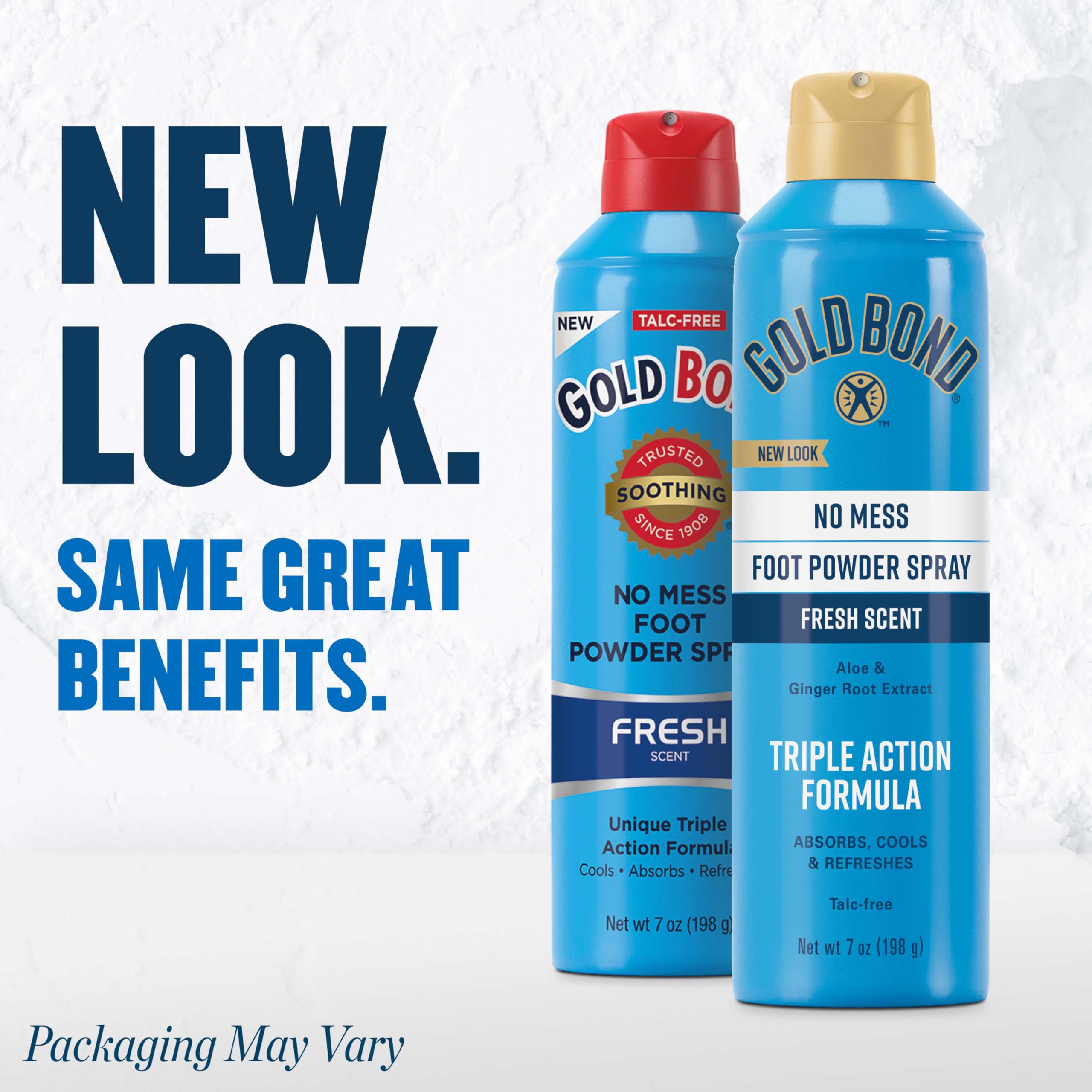 Gold Bond No Mess Talc-Free Foot Powder Spray, 7 oz., Fresh Scent, With a Triple Action Formula