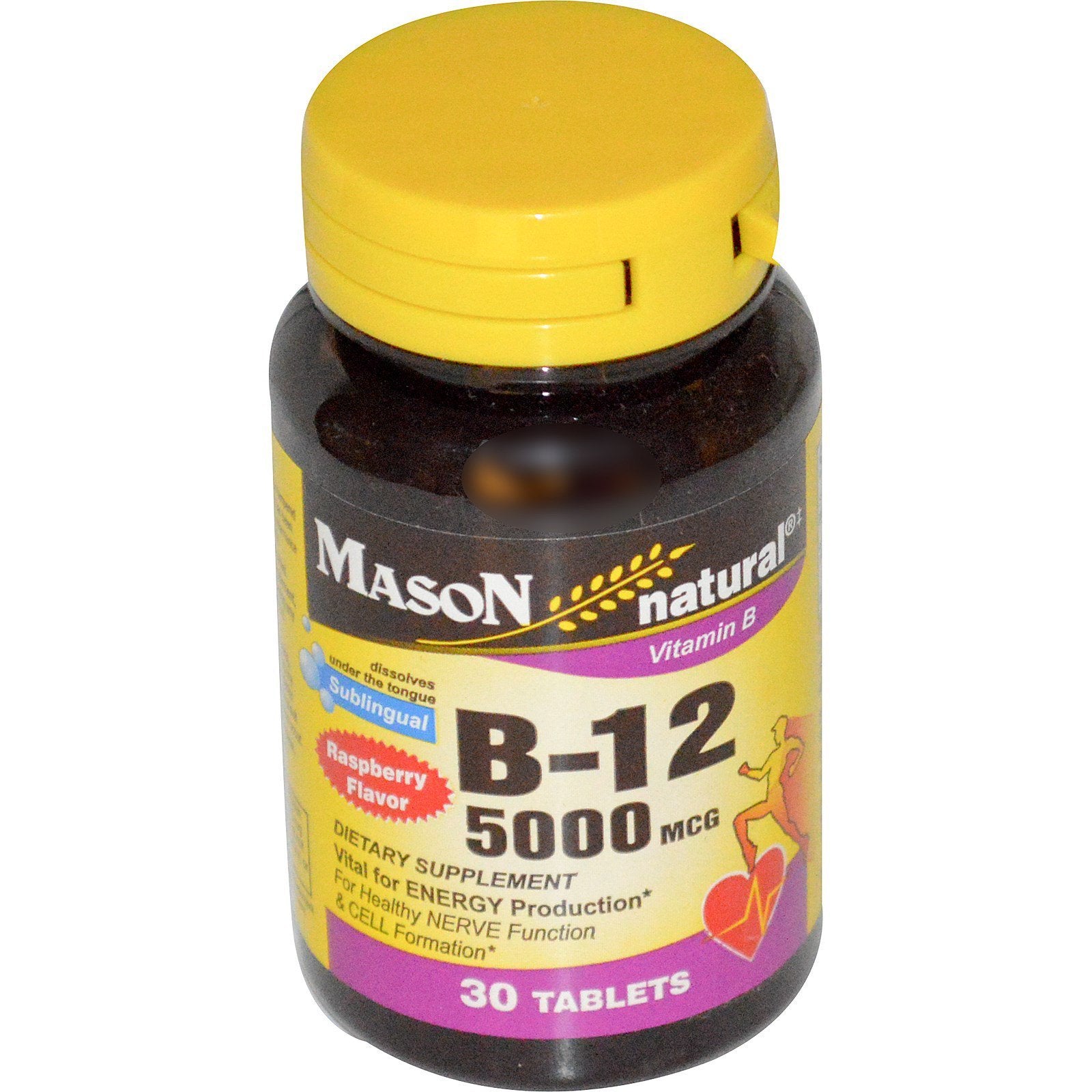 2 Pack Special of MASON NATURAL B-12 5000 MCG SUBLINGUAL Tablets 30 per Bottle