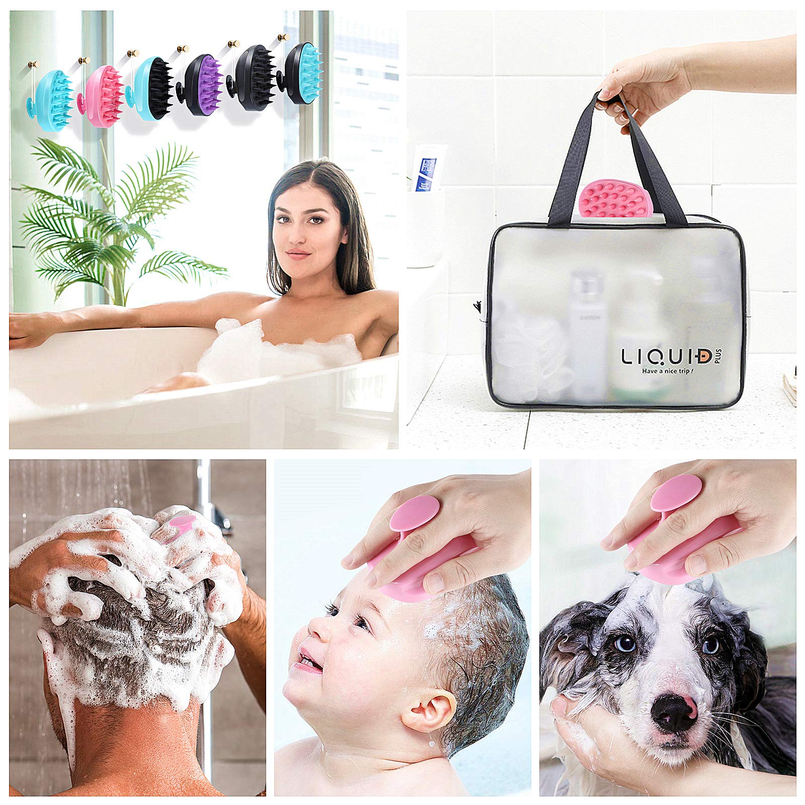 Scalp Massager Shampoo Brush, Hair Scalp Scrubber Shower Hair Brush Head Massager for Stress Relax Hair Growth, Dandruff Brush S