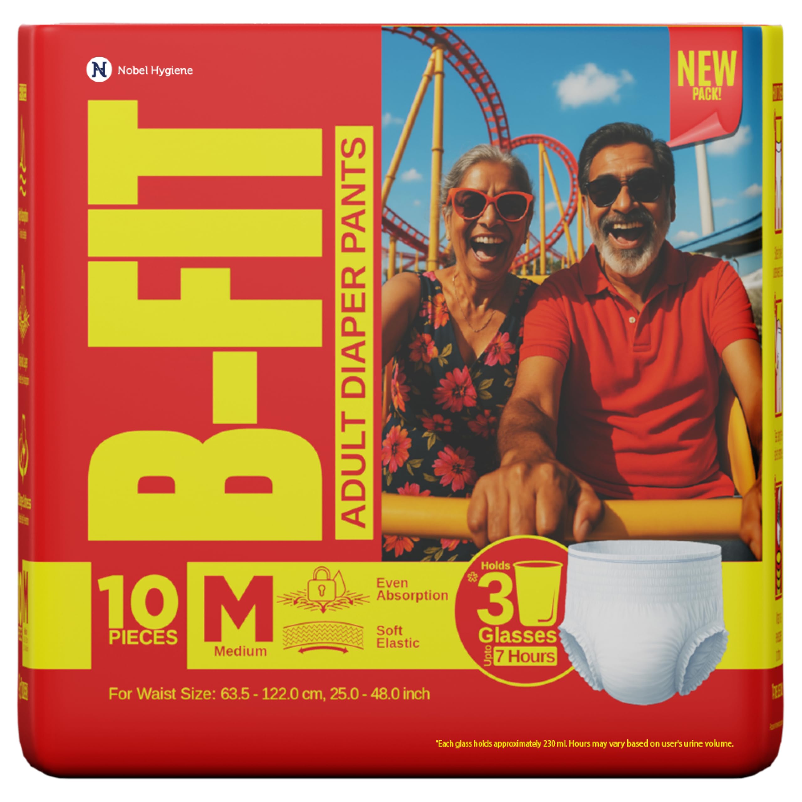 BFit Regular Adult Diaper M Size Pants | 10 Count (Medium) | Waist 25  48 Inch | Unisex | Leakproof | Even Absorption | Long P