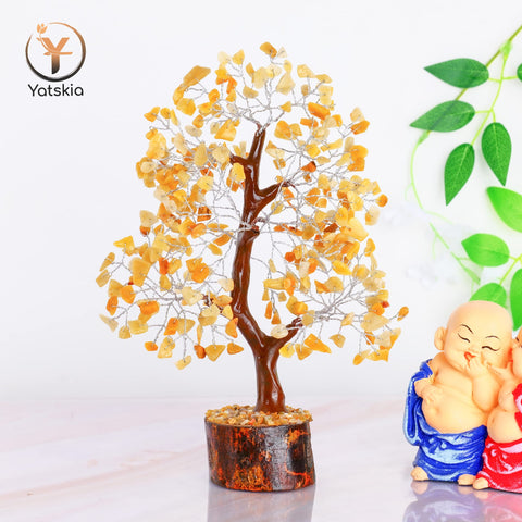 YATSKIA Yellow Aventurine - Crystal Tree, Yellow Crystal, Gem Tree, Chakra Tree, Artificial Trees, Crystal Tree for Positive Ene