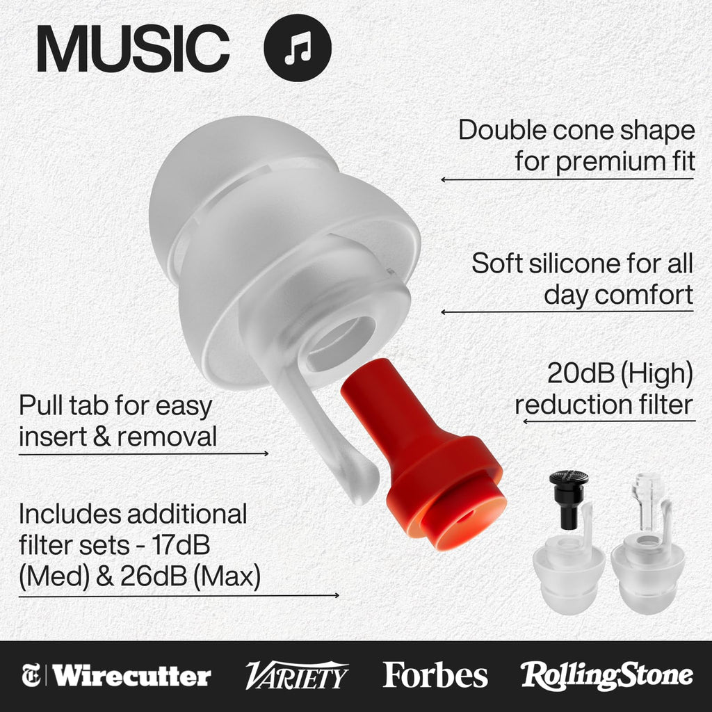 EarPeace Music - Concert Ear Plugs - Earplugs for Noise Reduction up to 26dB - High Fidelity Ear Plugs for Concerts, Musicians a