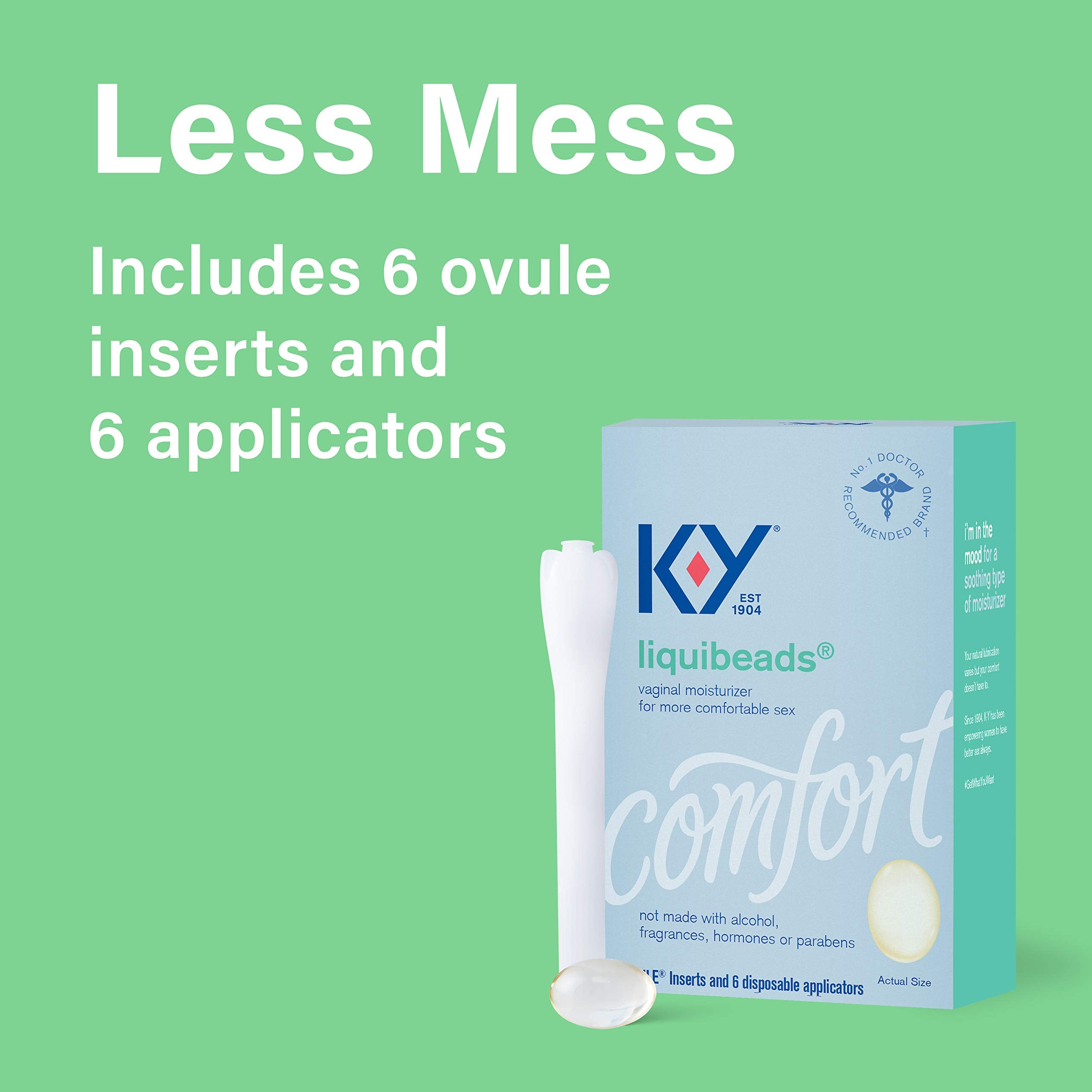 Personal Lubricant, K-Y Liquibeads Vaginal Moisturizer, 6 Bead Inserts and 6 Applicators to Supplement a Woman's Natural Moistur