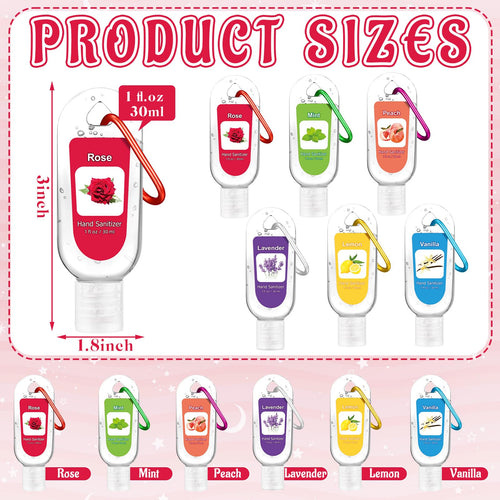 Sacubee 24 Pack Fruit Scented Hand Sanitizers Keychain Gift Mini Hand Sanitizer Bulk 1 oz Travel Size Sanitizer Keychain Gift Se