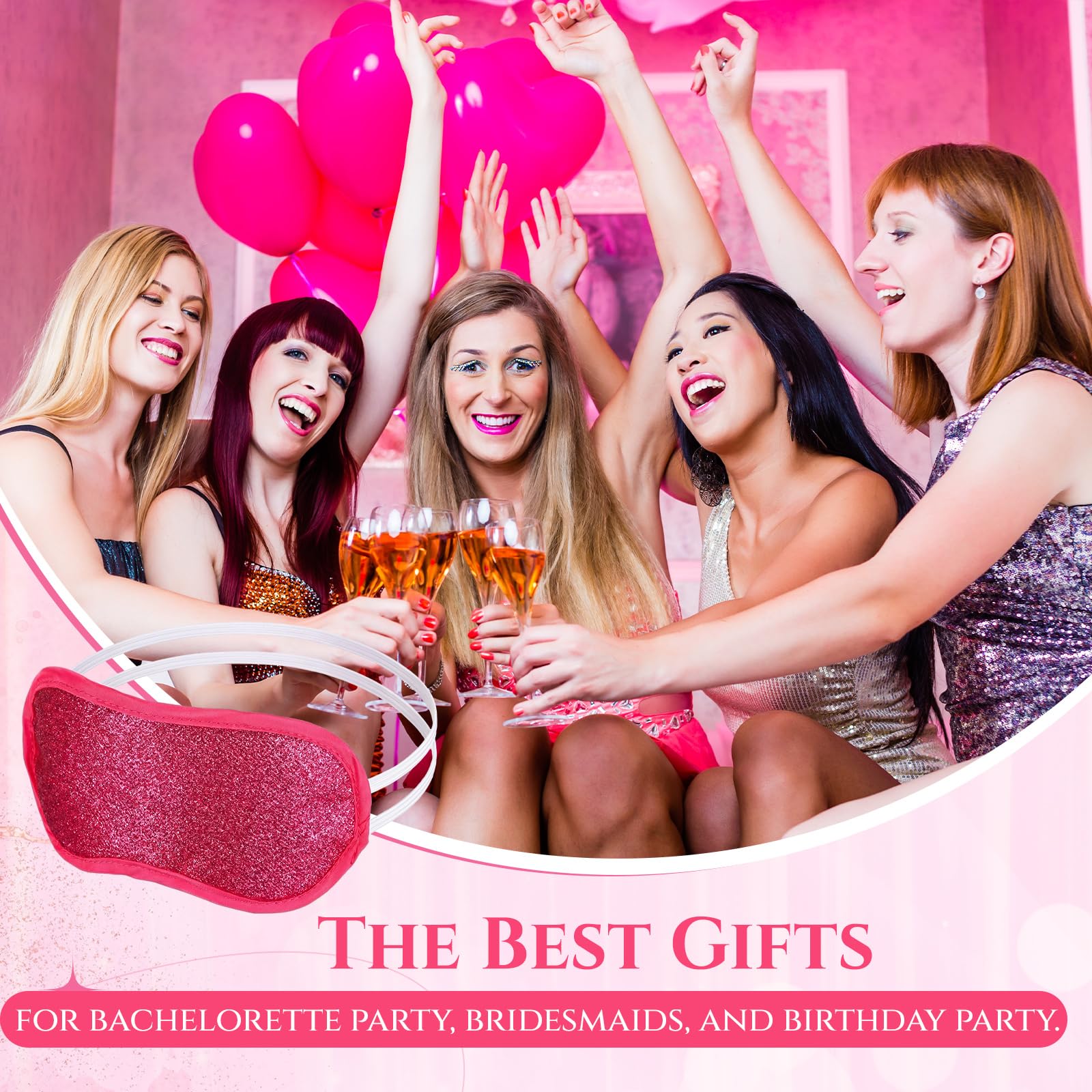 Chicingyou 12 Pcs Glitter Eye Mask Bulk Sleep Masks Eye Cover for Party Gifts Blindfold with Adjustable Elastic Strap for Bachel