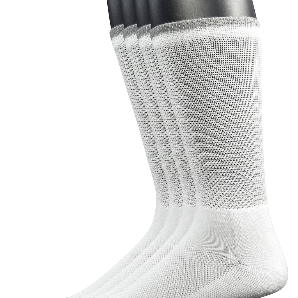 Yomandamor Men's 4 Pairs Diabetic Crew Socks with Seamless Toe and Cushion Sole
