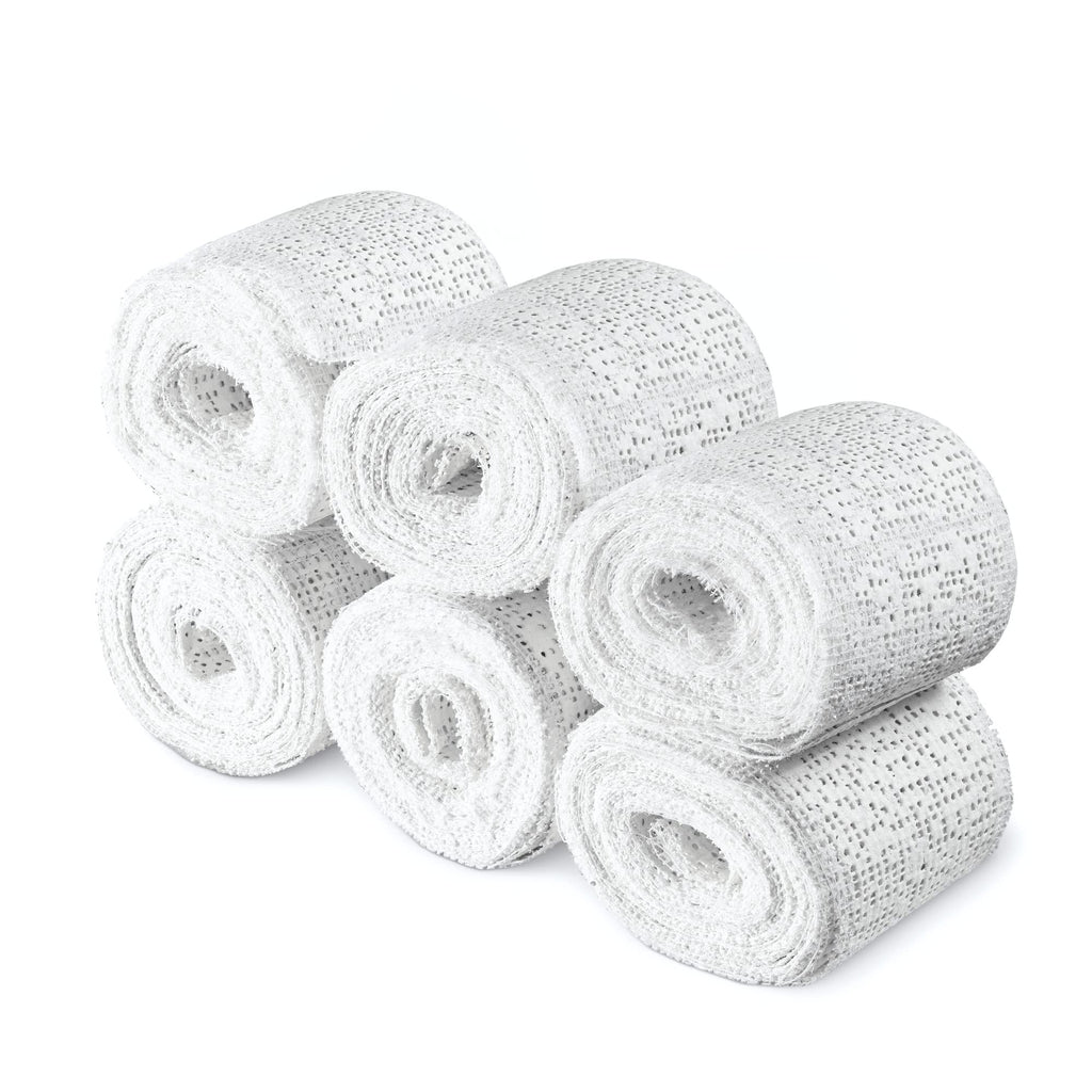 Navaris Plaster Cloth Rolls (S, Pack of 6) - Gauze Bandages for Body Casts, Plaster of Paris for Craft Projects, Belly Casting K