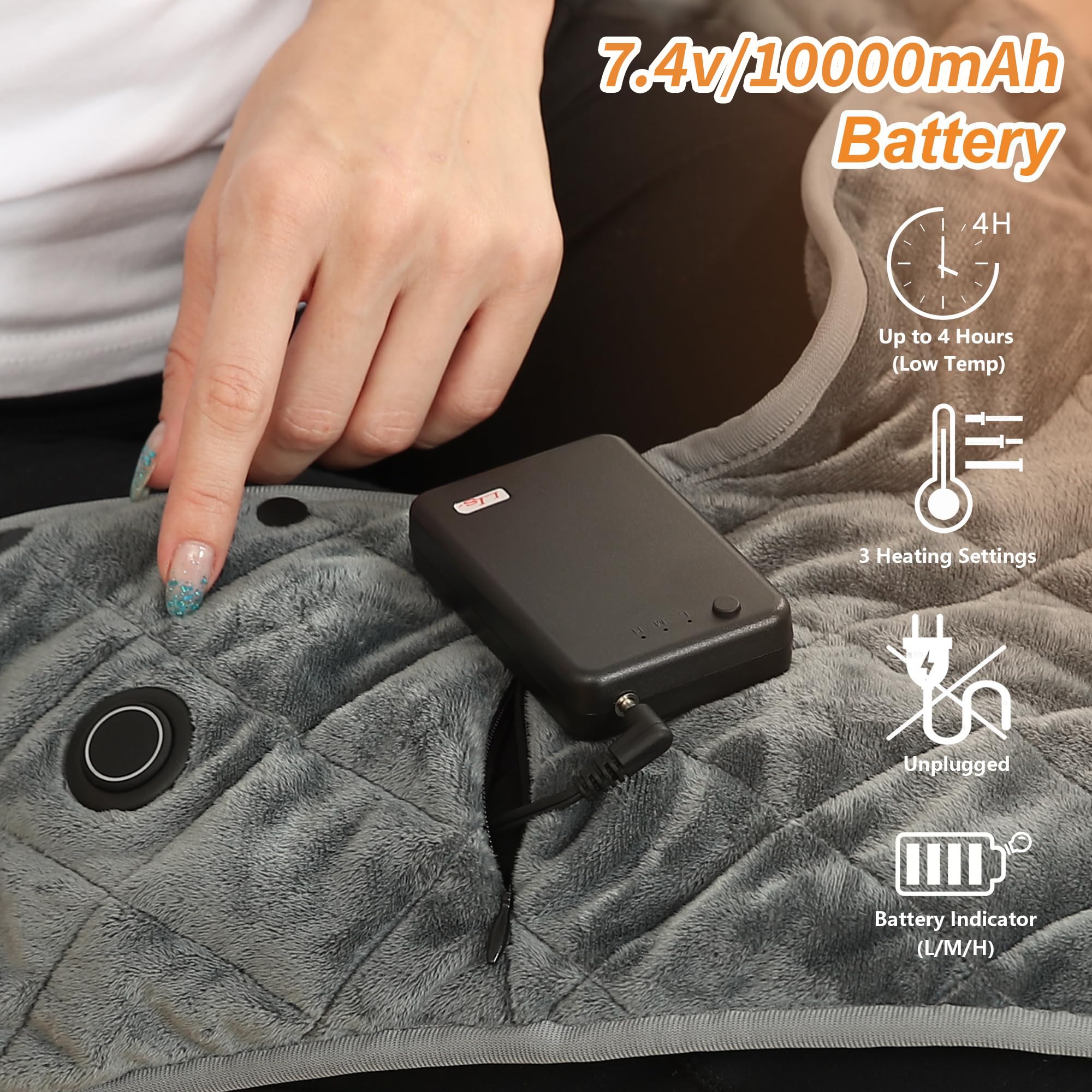 Vofuoti Portable Heating Pad for Neck and Shoulders, Cordless Heating Pad with Battery and 3 Heat Settings, Weighted Electric He
