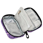 Custom Pill Box 7 Day Pill Case Bag Purple Floral Paisley Personalized Name Travel Pill Organizer Bag with Zipper Portable Weekl