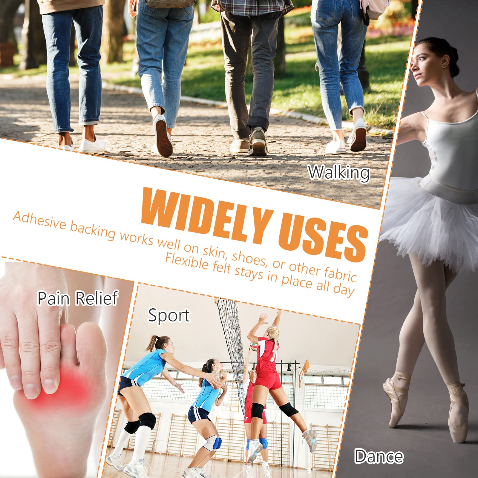 80 Pcs Callus Cushions U Shaped Felt Callus Pads Self Adhesive Foot Pads Soft Callous Pads for Foot for Protect Calluses from Ru