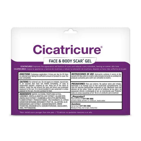 Cicatricure Scar Gel Cream Reduces Visible Scarring From Surgery, Burns, Acne, Injury 1.0 oz ( 2pk.)