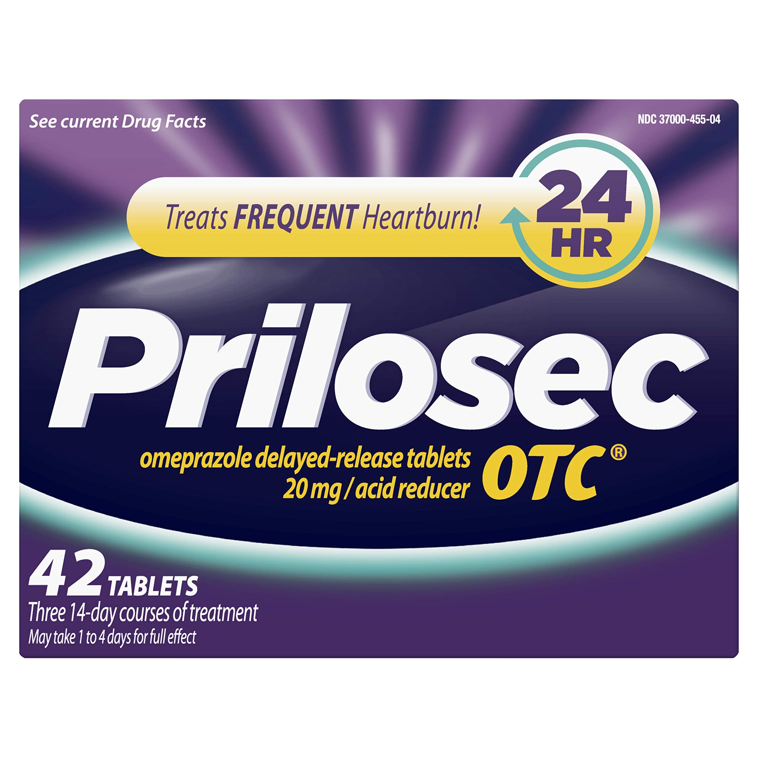 Prilosec OTC Frequent Heartburn Relief Medicine and Acid Reducer 42 Tablets Omeprazole Delayed-Release Tablets 20mg - Proton Pum