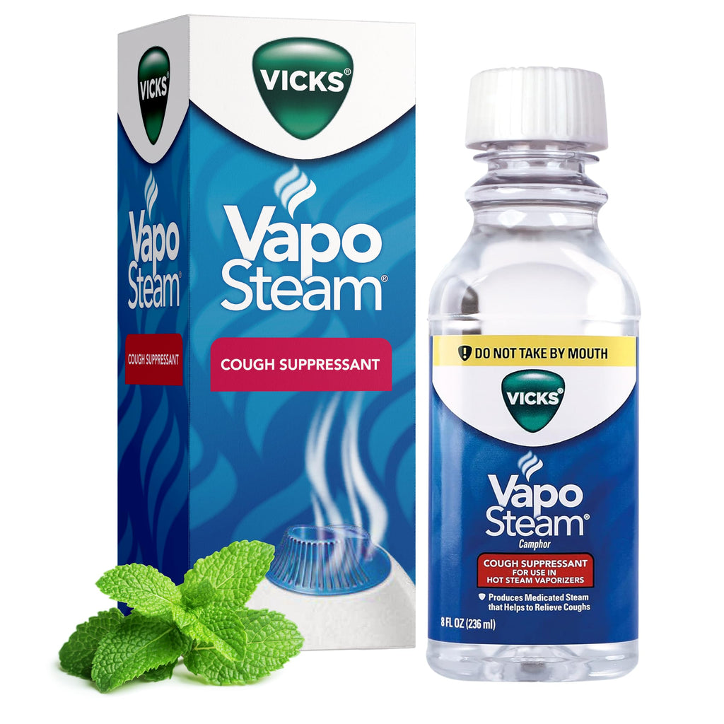 Vicks VapoSteam Medicated Liquid with Camphor, a Cough Suppressant, Helps Relieve Coughing, for Use in Vicks Vaporizers and Humi