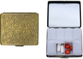 Set of 2 Metal-Plated Weekly (7-Day) Pill Box Case & Portable Medicine Organizer (Antique Brass Victorian)