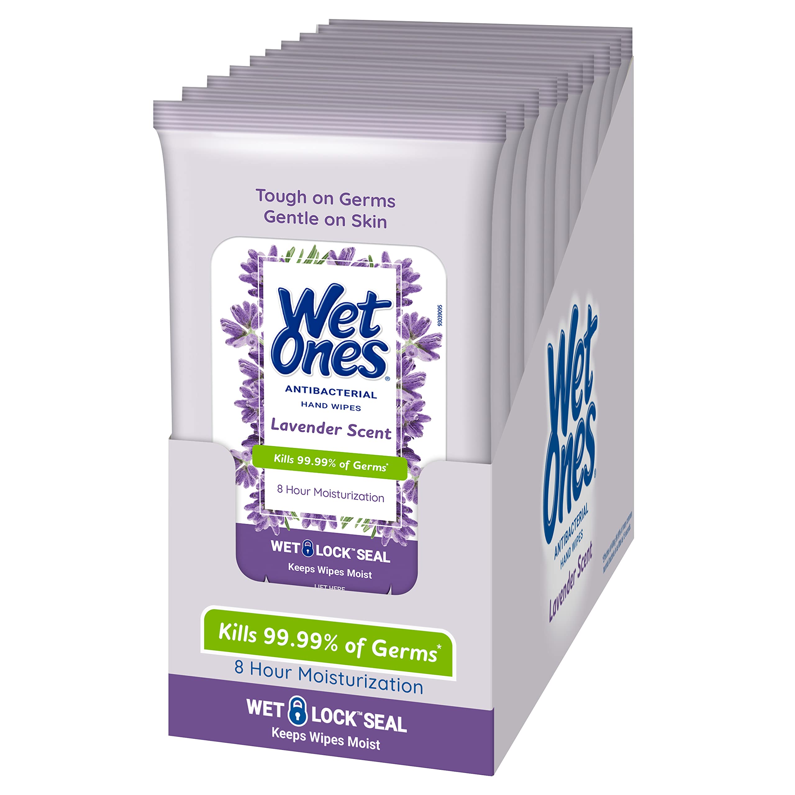 Wet Ones Antibacterial Hand Wipes, Lavender Wipes | Travel Wipes Case, Antibacterial Wipes, Moisturizing Wipes | 20 ct. Travel S