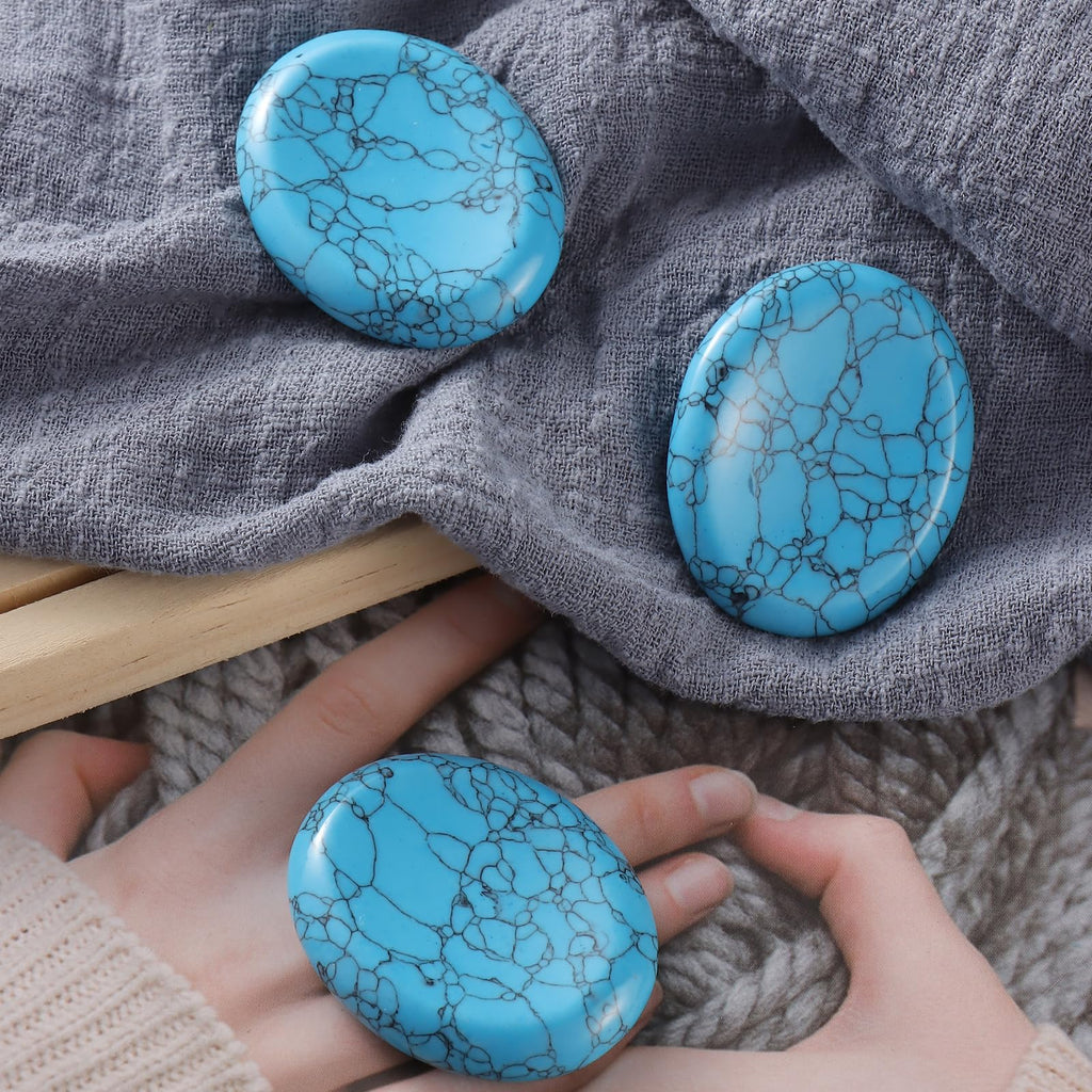 Artistone Crystal Worry Stones for Anxiety Women Gift Polished Carved Pocket Green Turquoise Oval Healing Energy Meditation Thum