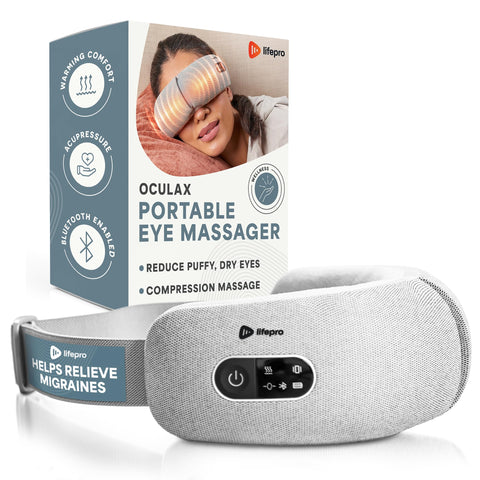 Lifepro Portable Eye Massager with Heat & Vibration - FSA/HSA Eligible Rechargeable Heated Migraine Mask with Bluetooth Music - 