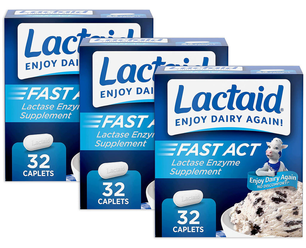 LACTAID Fast Act Caplets 32 Caplets (Pack of 3)