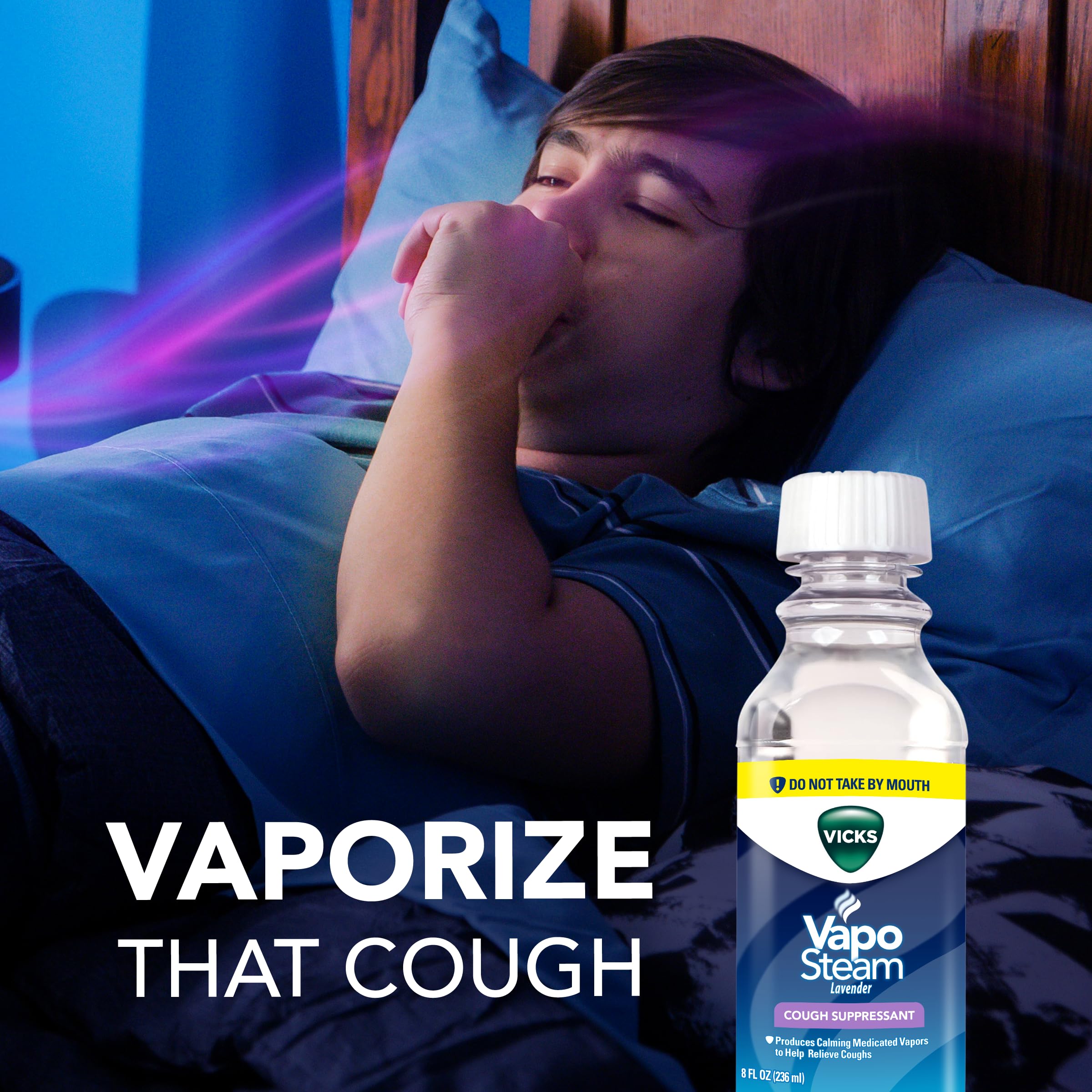 Vicks VapoSteam Lavender - Medicated Liquid with Camphor, Cough Suppressant - Helps with Cough Relief, Relaxation, and Comfortab