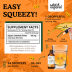 Wild & Organic Calendula Tincture - Alcohol-Free Calendula Extract Drops for Immune Support - Liquid Flowers Supplement - Vegan,