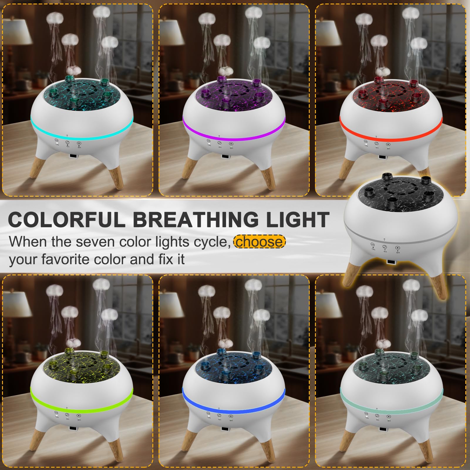 Morbou Essential Oil Diffuser Jellyfish Mist Dancing with Music Aromatherapy, 7 Colorful Lights Hotel Collection Diffuser Oils S