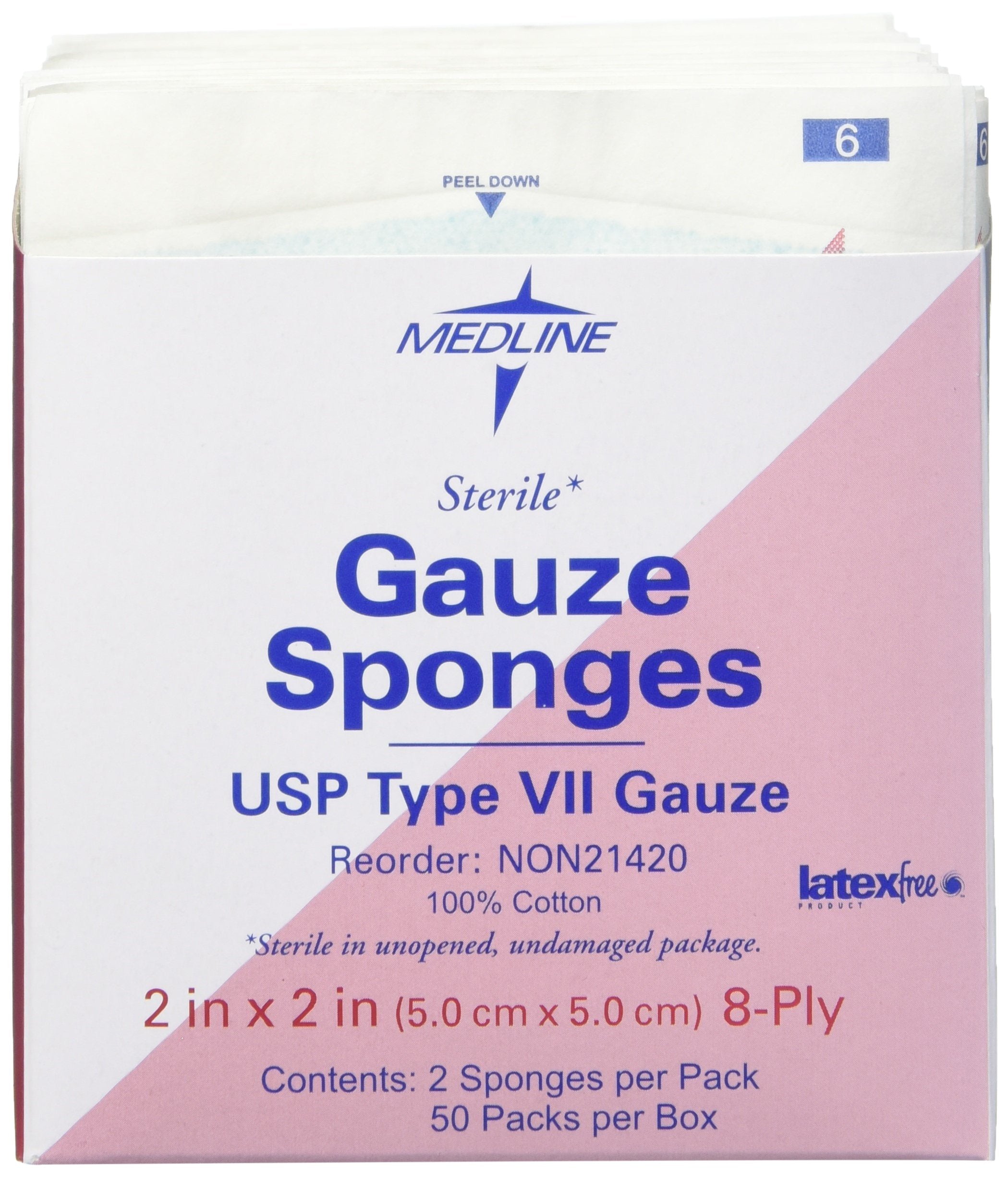 Medline NON21420 Gauze Sponge, Sterile, 8-Ply, Pack of 3000