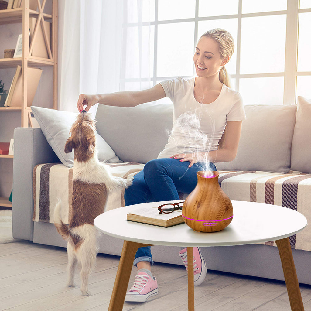 BZseed Aromatherapy Essential Oil Diffuser 550ml 12 Hours Wood Grain Aroma Diffuser with Timer Cool Mist Humidifier for Large Ro