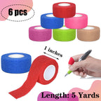 Twavang 6 Pack 1 Inches Self Adhesive Bandage Wrap Breathable Cohesive Bandage Elastic Tape for Pets, Athletic, Sports, Wrist, K