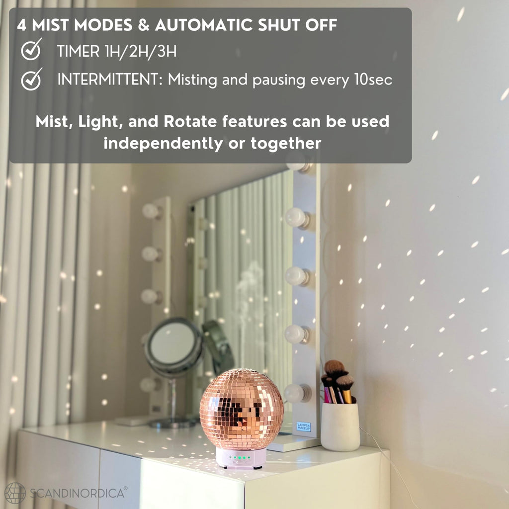 Disco Ball Diffuser Rotating - Aroma Diffuser Essential Oils, Cute Room Diffuser, Disco Ball Party Decorations, Disco Ball Decor