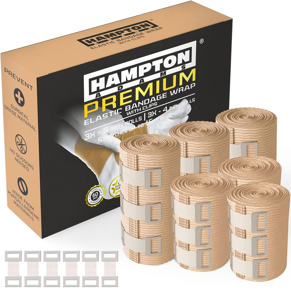 Hampton Adams | As Seen on Shark Tank | Original Elastic Bandage Wrap (6-Pack) | Multiple Sizes Package | Self Closing Latex-Fre