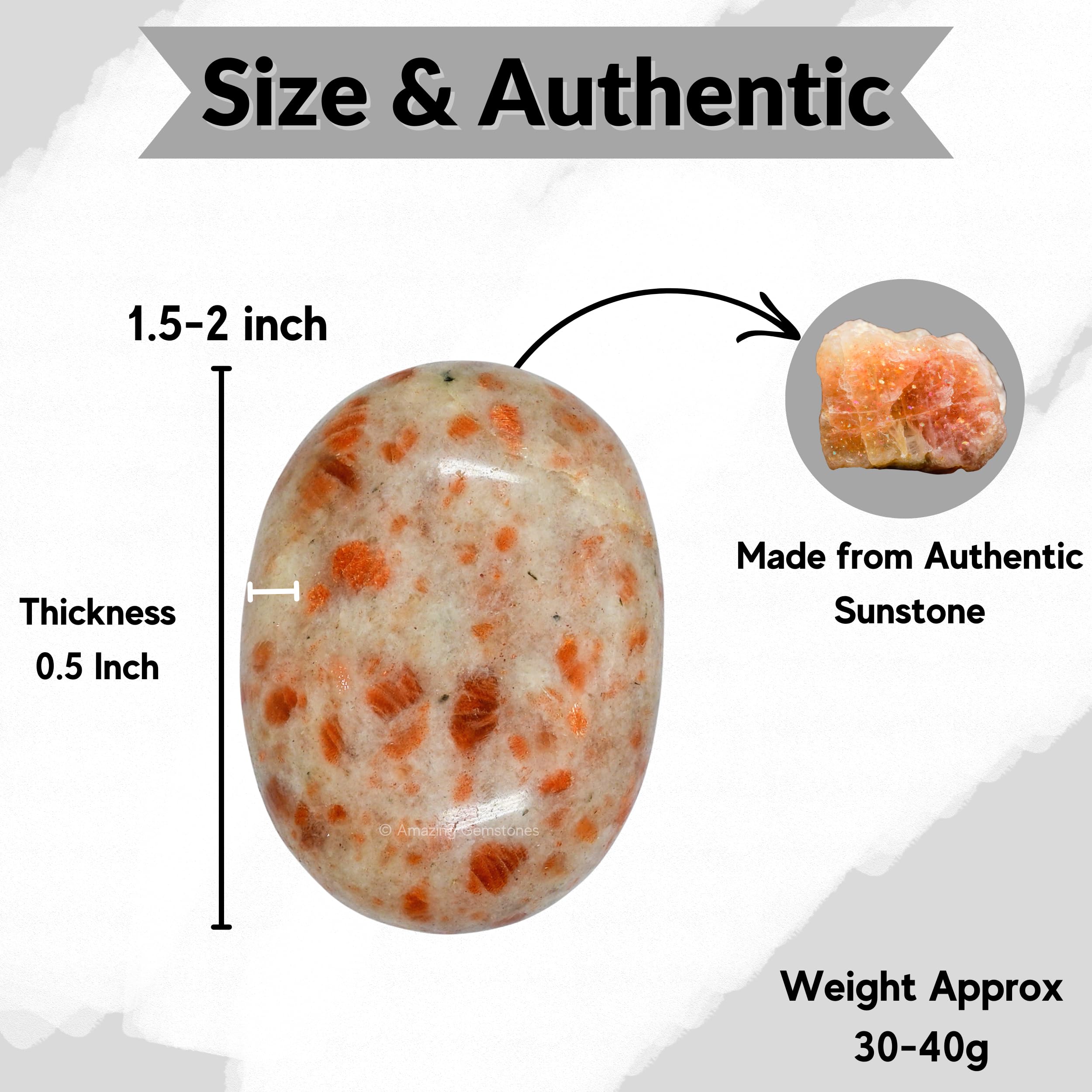 Sunstone Crystals and Healing Stones - Large Palm Stone Crystals Piedra - Crystal for Good Luck, Balanced Positive Energy, Medit