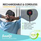 SooQi Rechargeable Cordless Heated Eye Mask - Weighted Compress with Graphene Heating for Dry Eyes, Fatigue, Sleep, and Travel