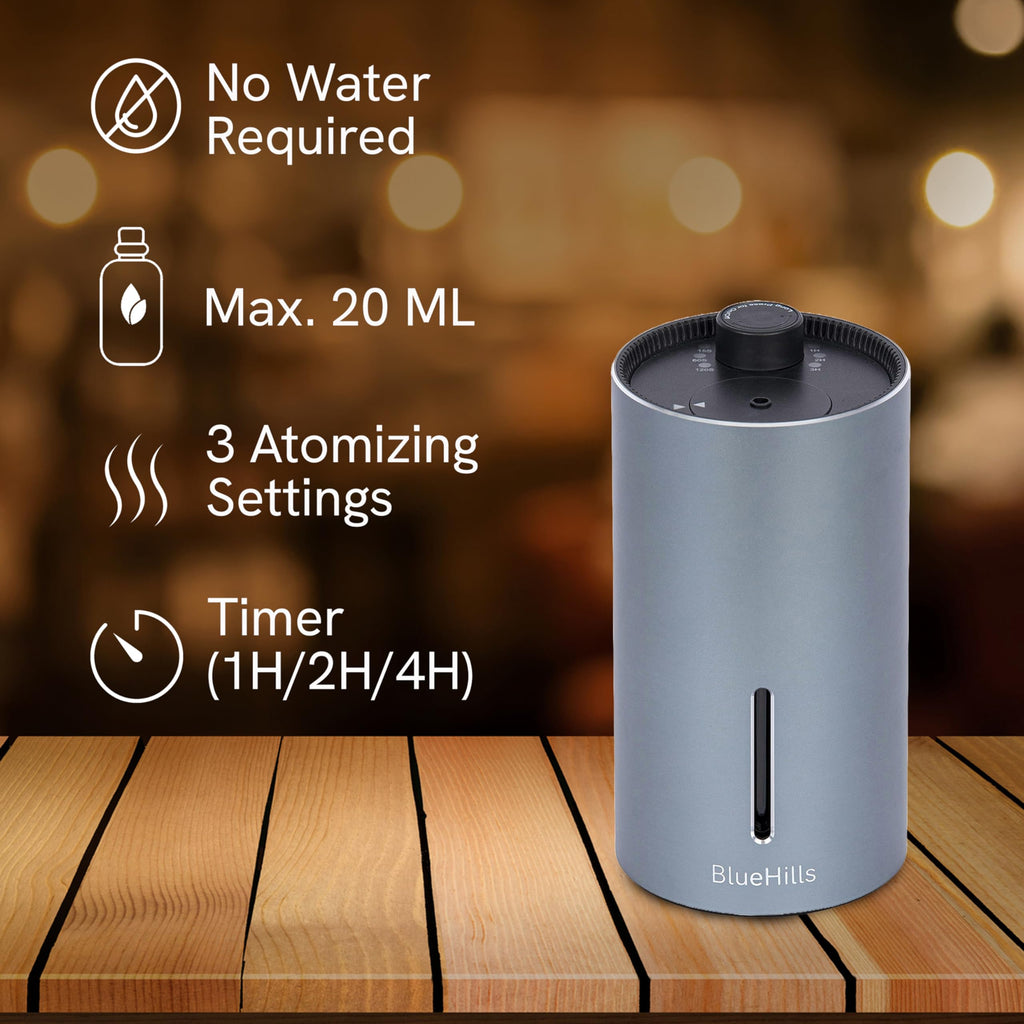 BlueHills Waterless Diffuser Cordless Car Essential Oil Aroma for Essential Oils Large Room Portable USB Travel Hotel Home Long