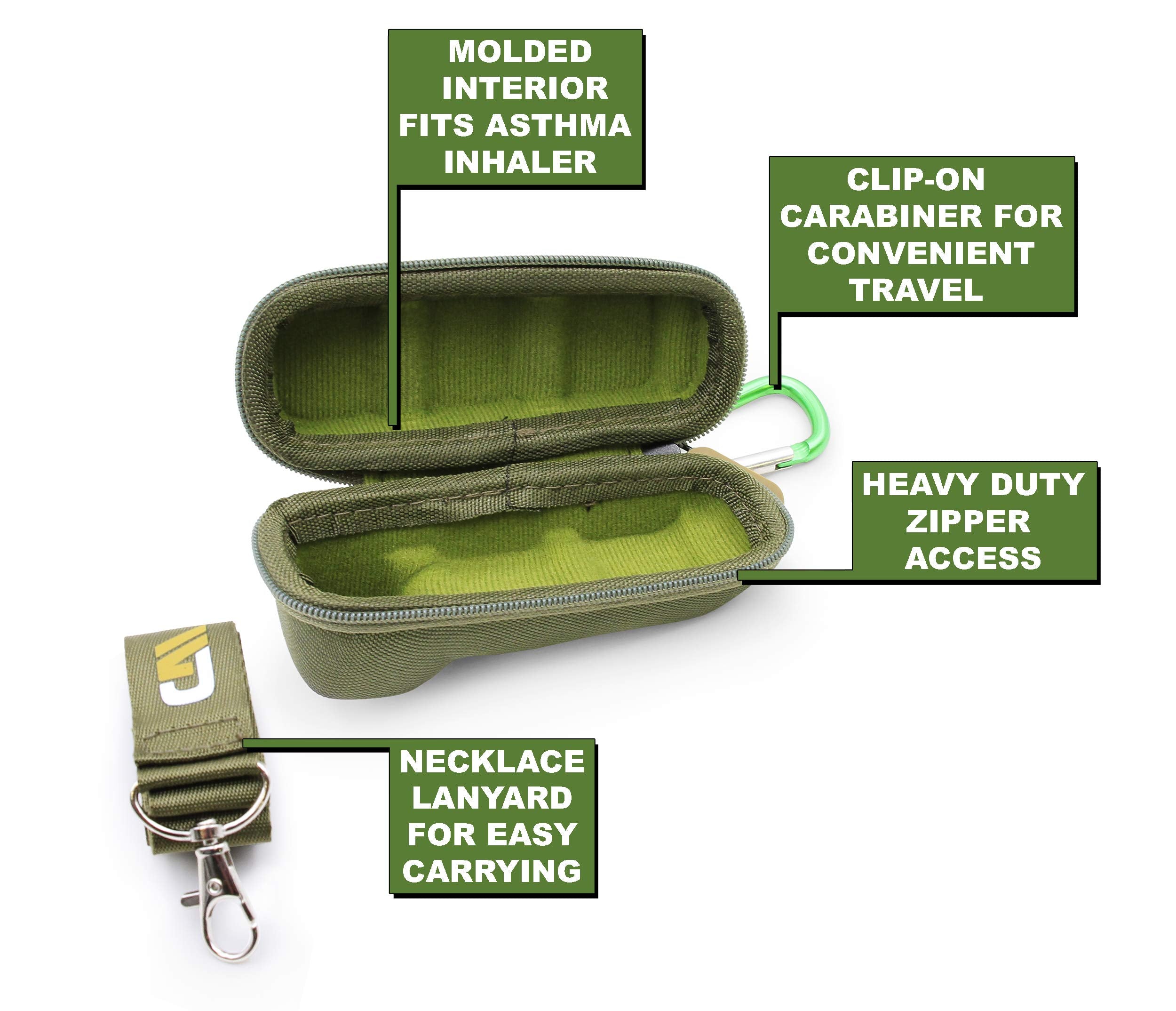 CASEMATIX Forest Green Travel Case Fits Asthma Inhaler, Includes Case Only
