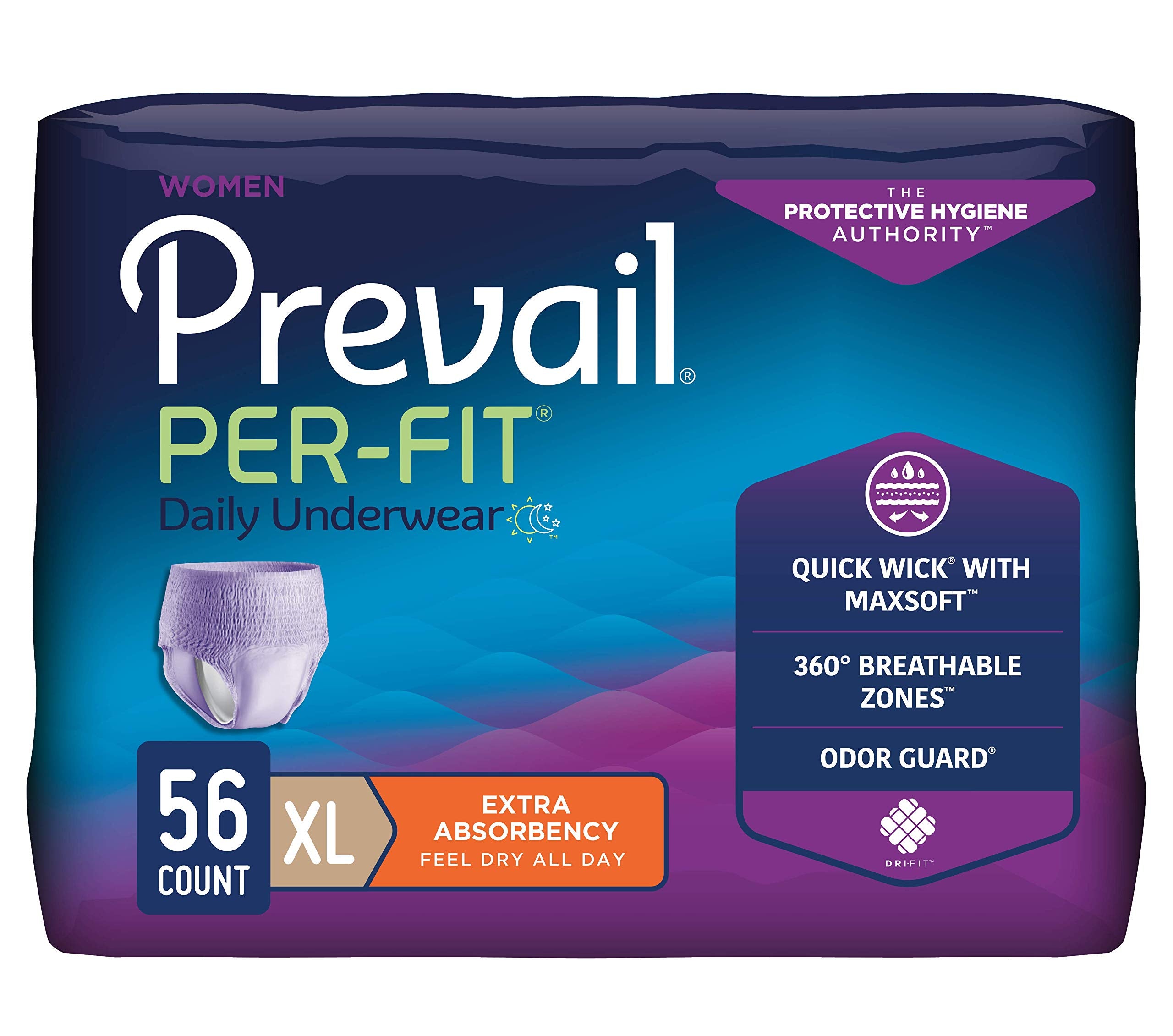 Prevail Per-Fit for Women Daily Protective Underwear - Pull-up Disposable Adult Diaper for Women, Extra Absorbency, X-Large - 56