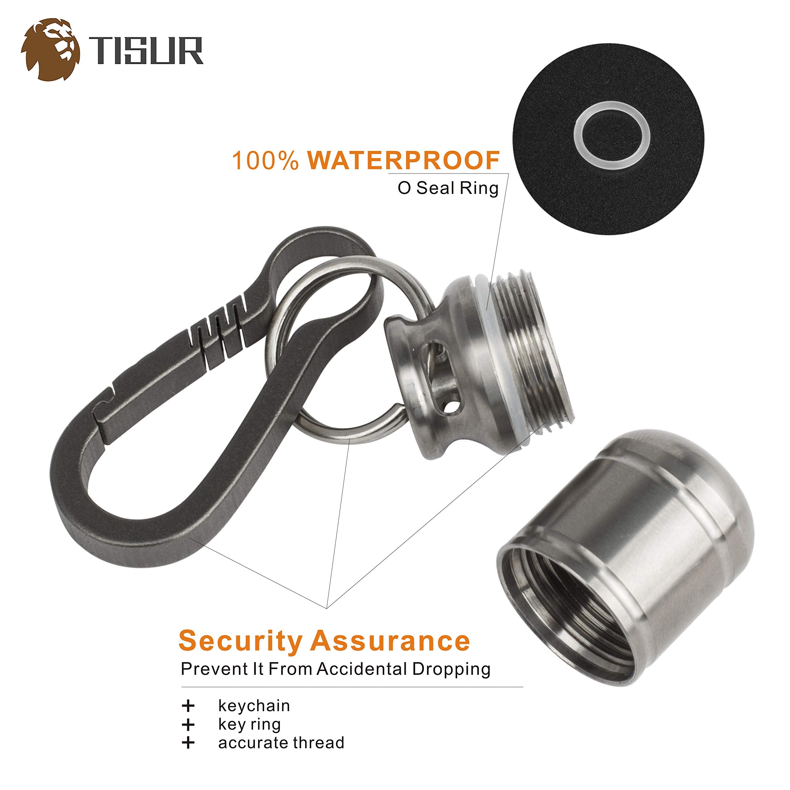 TISUR Portable Pill Cases, Metal Titanium Pill Holder Pocket Pill Box Keychain Waterproof Pill Bottle Medicine Organizer Case Co