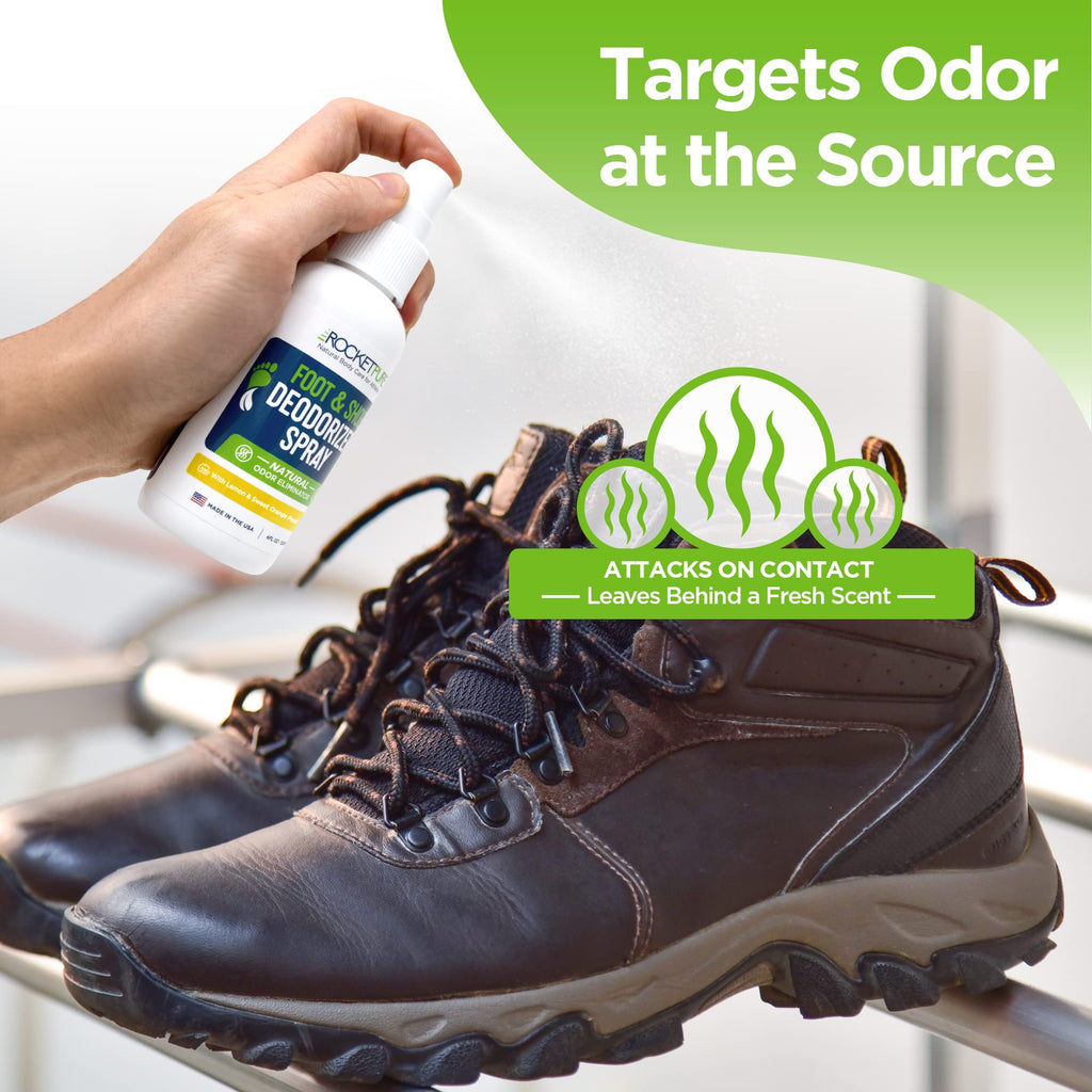 Rocket Pure Natural Foot & Shoe Deodorizer Spray - Foot Spray for Smelly Feet & Shoe Spray for Smelly Shoes - Removes, Controls