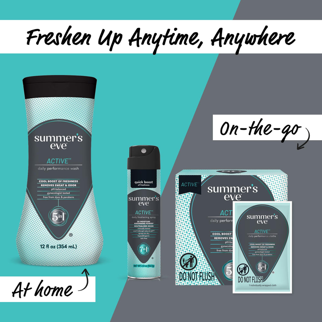 Summer's Eve Active Daily Performance All Over Feminine Body Wash, Feminine Wash pH Balanced, 12 fl oz bottle 3 Pack