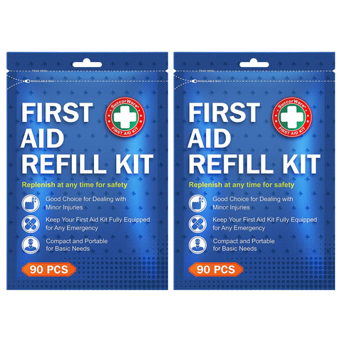 SuccorWare 90 Pieces First Aid Refill Kit - Wound Care Kit Includes Bandages for Home, Travel, Hiking - Portable Replacement Kit
