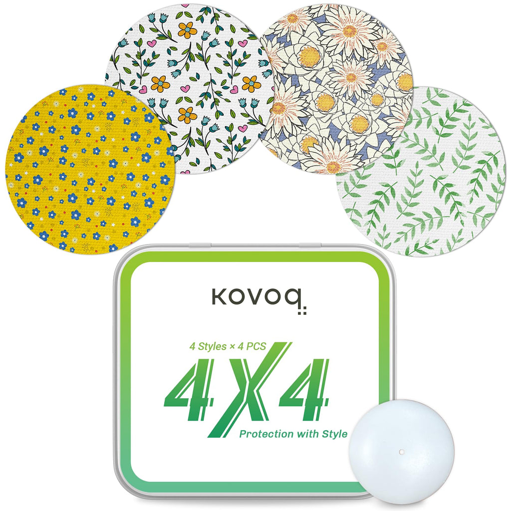 Kovoq Libre 2 & Lingo Sensor Covers Floral, Kovoq 16 Pack Freestyle Libre 2 Sensor Patches, Reusable Protecive Hard Shell Cover,