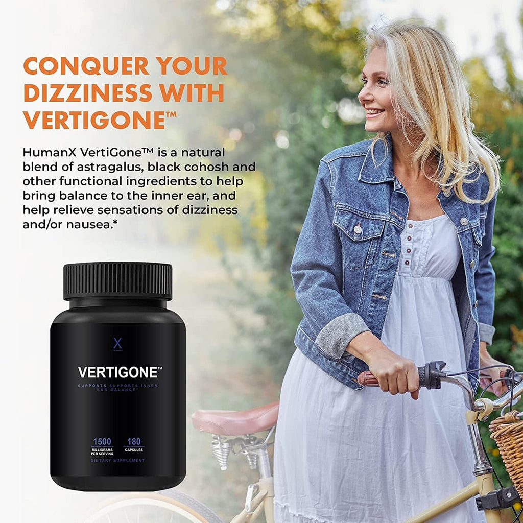 HUMANX VertiGone - Vertigo Relief - Time-Tested Ingredients - Ancient Natural Inner Ear Balance Supplement - Relieves Dizziness,