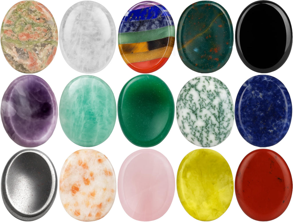 Selenite Worry Stone - Genuine Polished Palm & Thumb Stone for Clarity, Energy Cleansing & Crown Chakra - Travel Gift Crystal