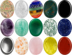 Selenite Worry Stone - Genuine Polished Palm & Thumb Stone for Clarity, Energy Cleansing & Crown Chakra - Travel Gift Crystal