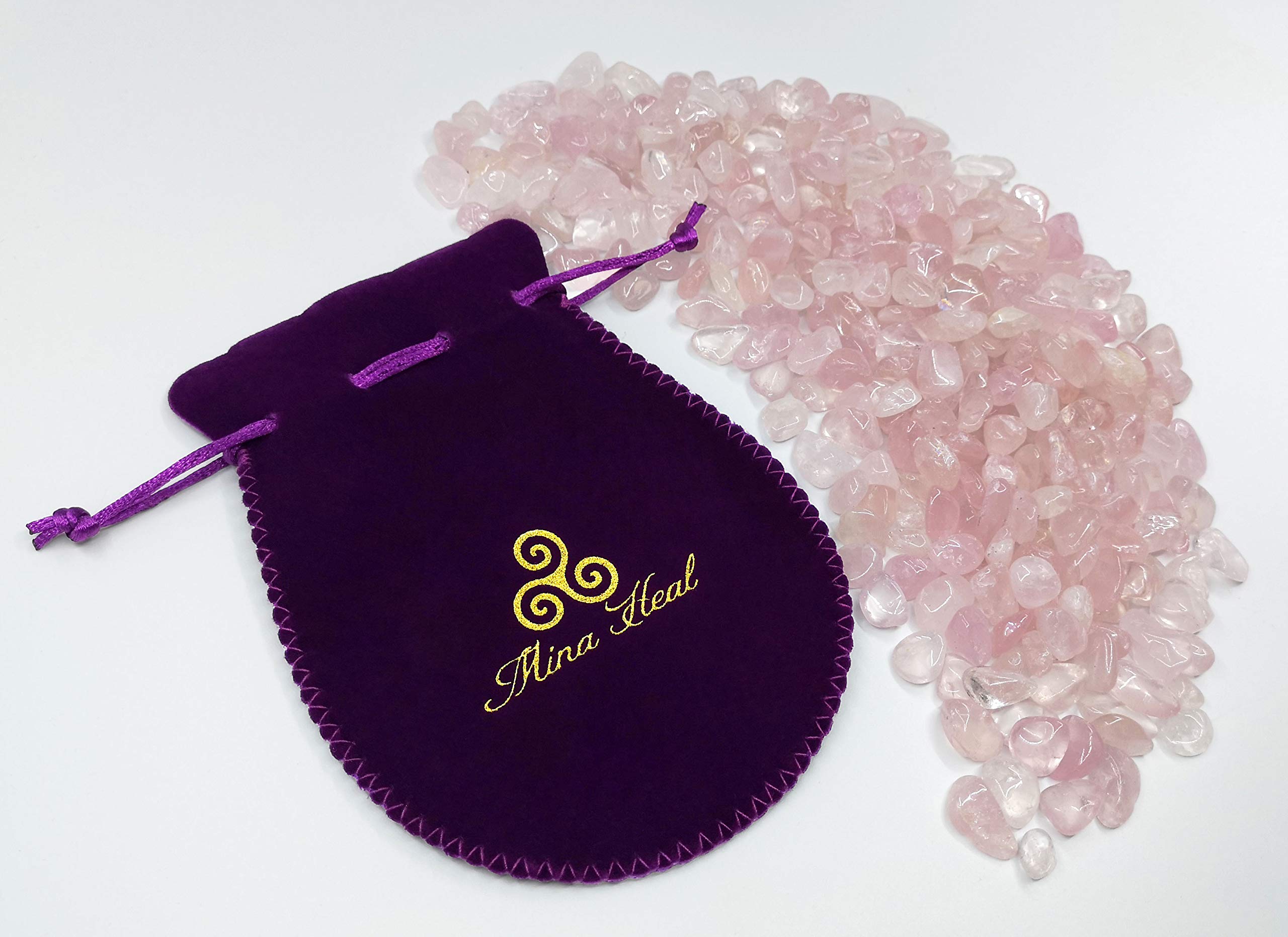 Mina Heal Chakra Stones Collection, Tumbled and Well Polished Healing Crystals/Gemstones (450 g (1 lb) Rose Quartz Crystal)