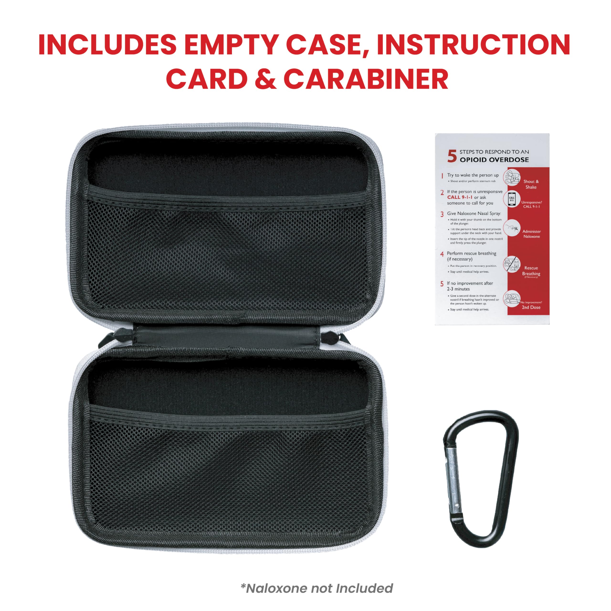 Naloxone Case for Opioid Overdose Response Kits | Custom Designed Hardshell With Double Pocket - Holds All Formulations of Nalox