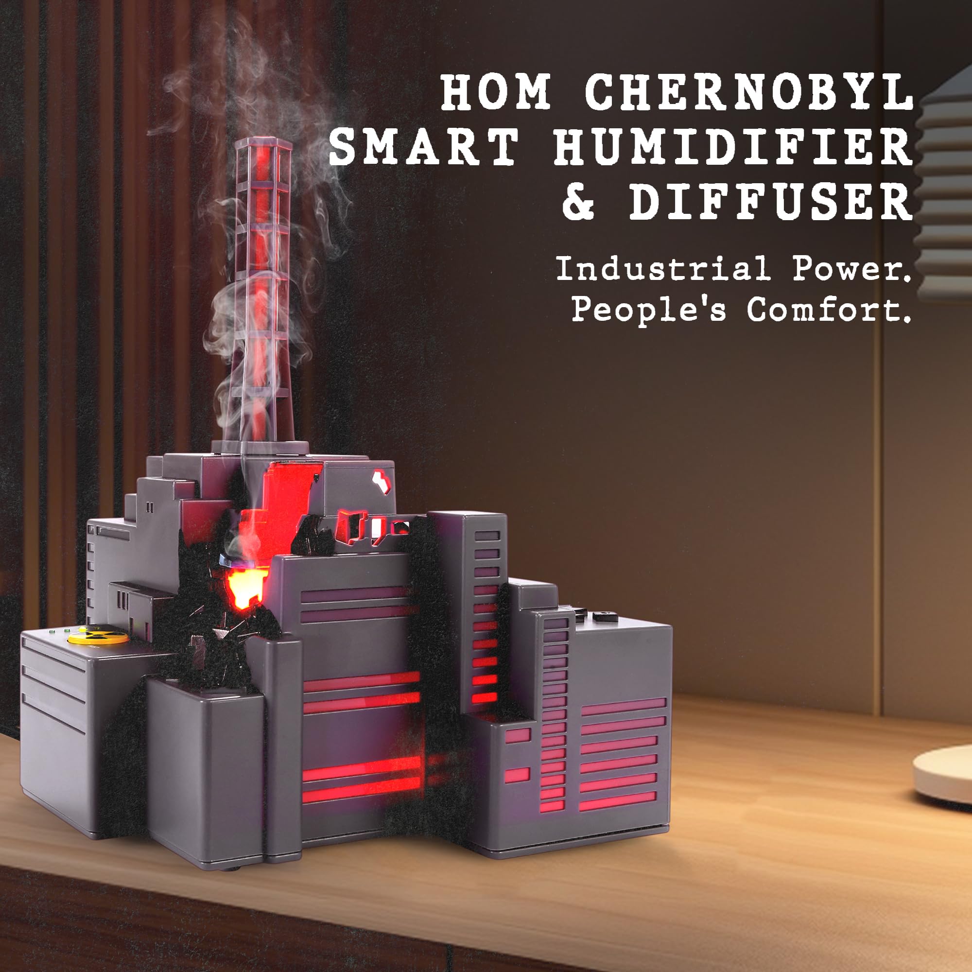 HOM Chernobyl Smart Diffuser & Humidifier - 250ML Ultrasonic Mist Machine with 7 LED Lights, App Control, Auto Shut-Off - Aromat
