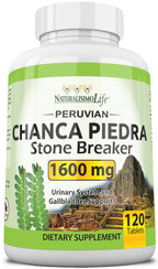 NaturalisimoLife Chanca Piedra 1600 mg - 120 Tablets Kidney Stone Crusher Gallbladder Support Peruvian Chanca Piedra Made in The
